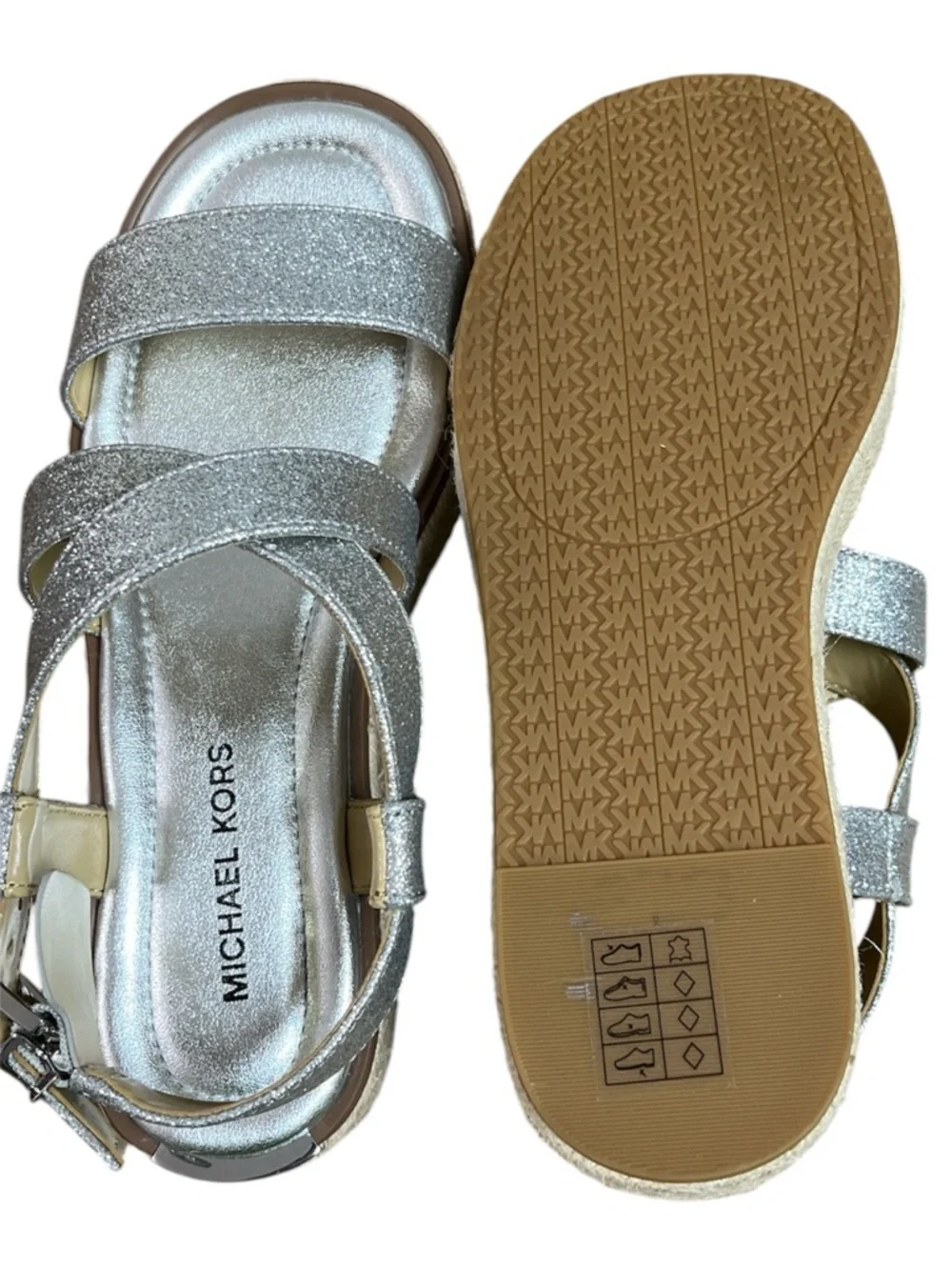 Michael Kors Silver Glitter Crisscross Sandals